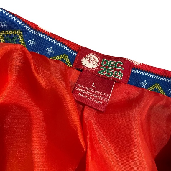 Dec 25th Christmas Not So Suit Suit 3 Piece Coat Pants Tie Santa Mens Size Large - Picture 5 of 16